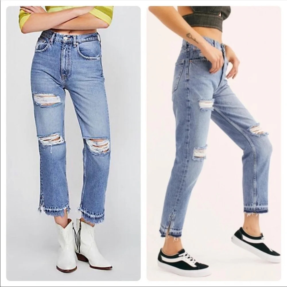 Free People We The Free Lita Slim / Straight Leg Jeans Yosemite Blue